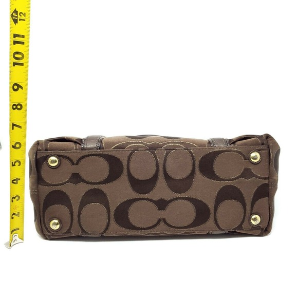 Coach Mia Handbag Signature Jacquard Sateen Satchel Bag Purse Brown Style 15402 - Picture 4 of 11